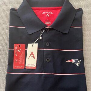 Antigua L New England Patriots Navy SS Desert Dry Polo NWT